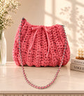 Crochet pink shoulder handmade bag